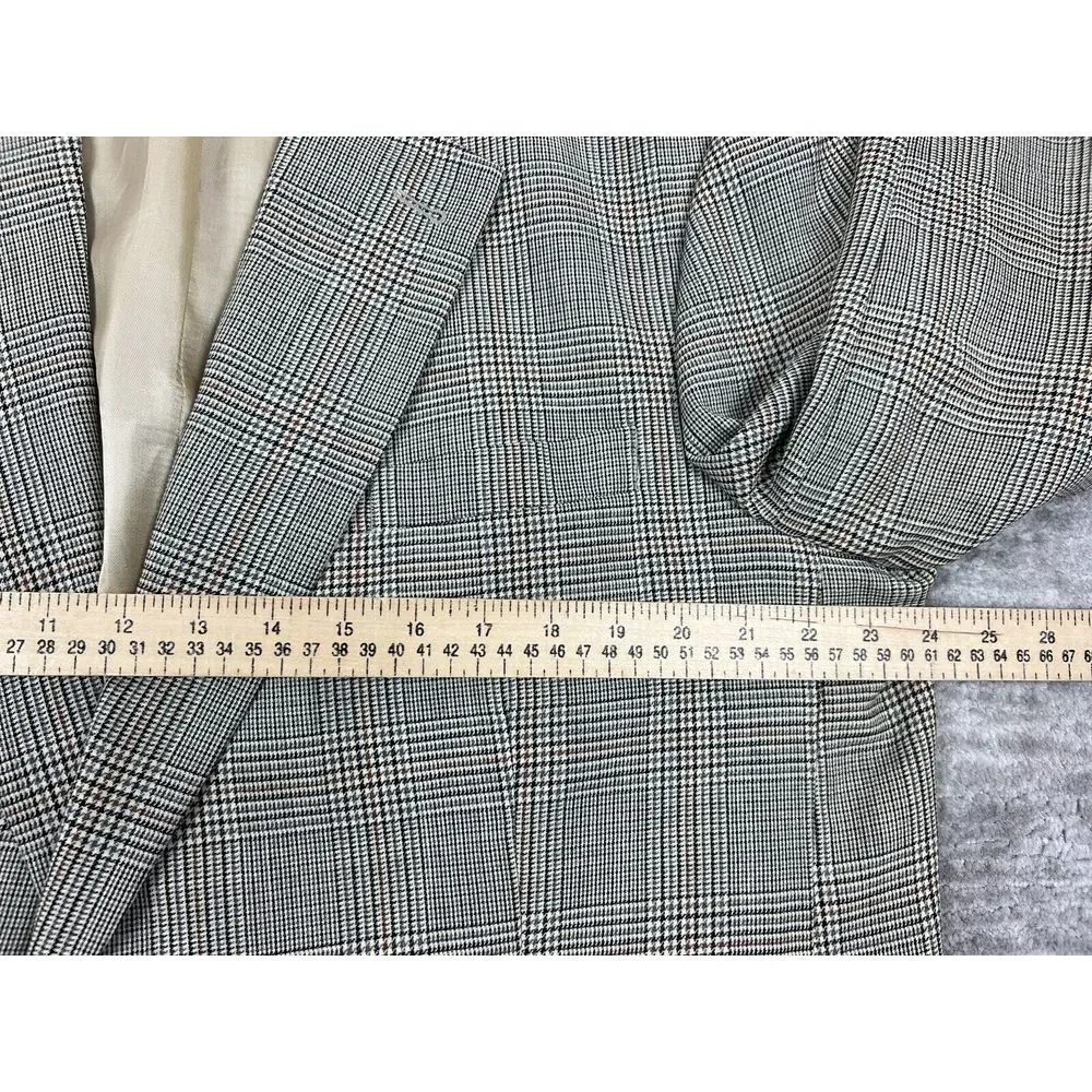 Robert Stock Blazer Mens 48R Multicolor‎ Wool Houndstooth Jacket Sport Coat